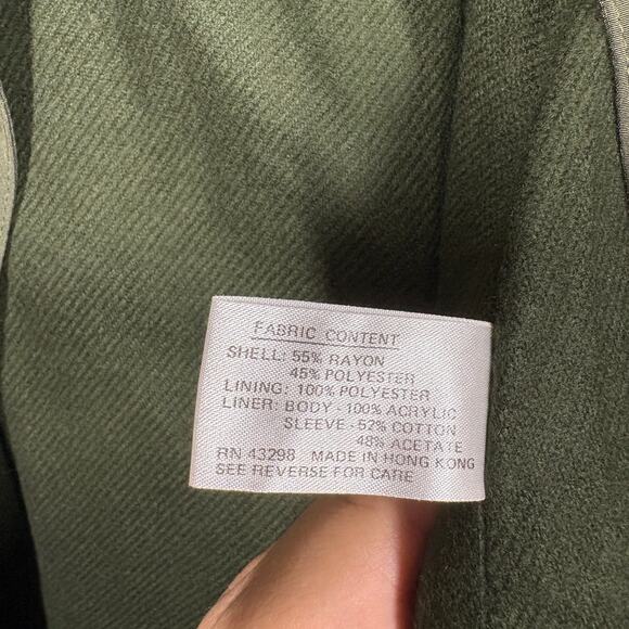Gallery Petite 10 Double Breasted Trench Coat Olive Green Belted Zip Out NWT - Picture 15 of 15